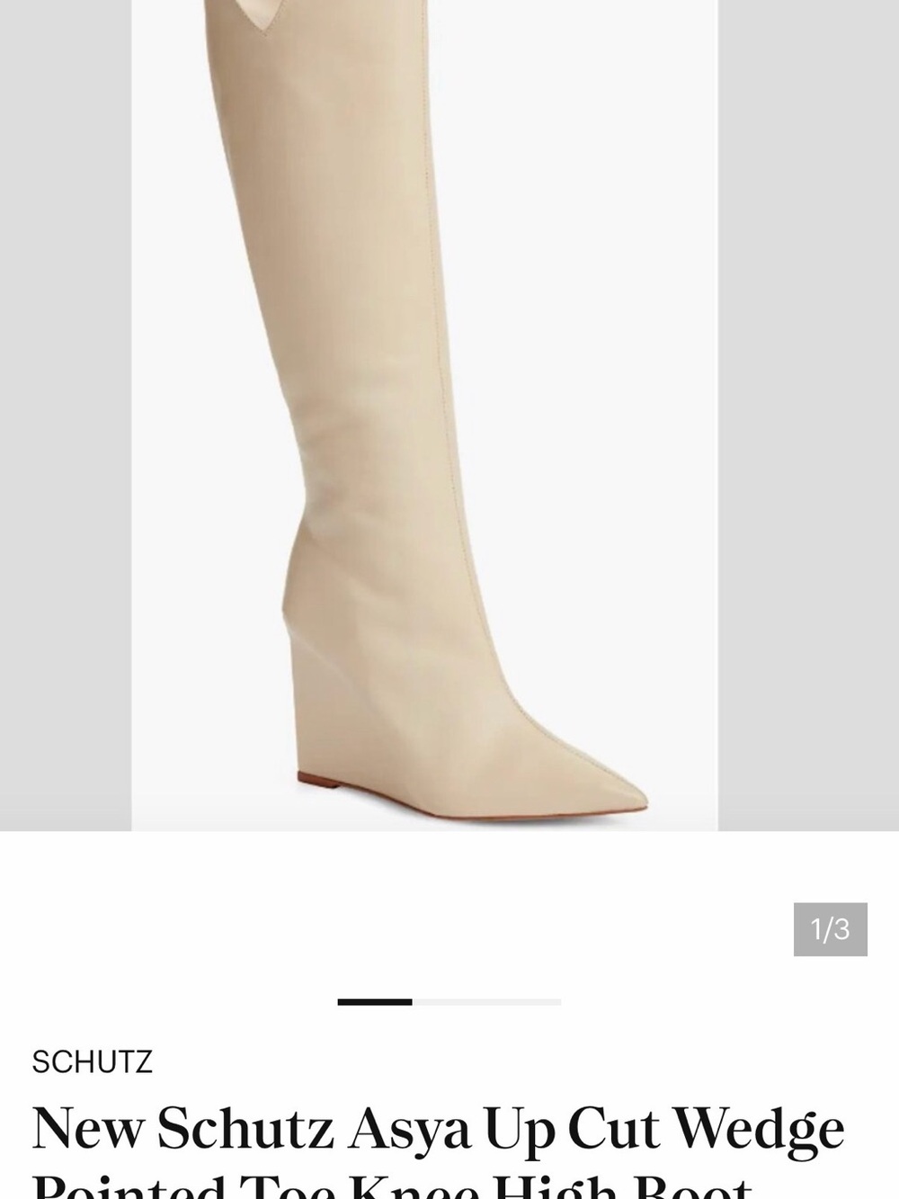 SCHUTZ Cream Pointed-Toe Wedge Knee-High Boot size 7 - Picture 3 of 5